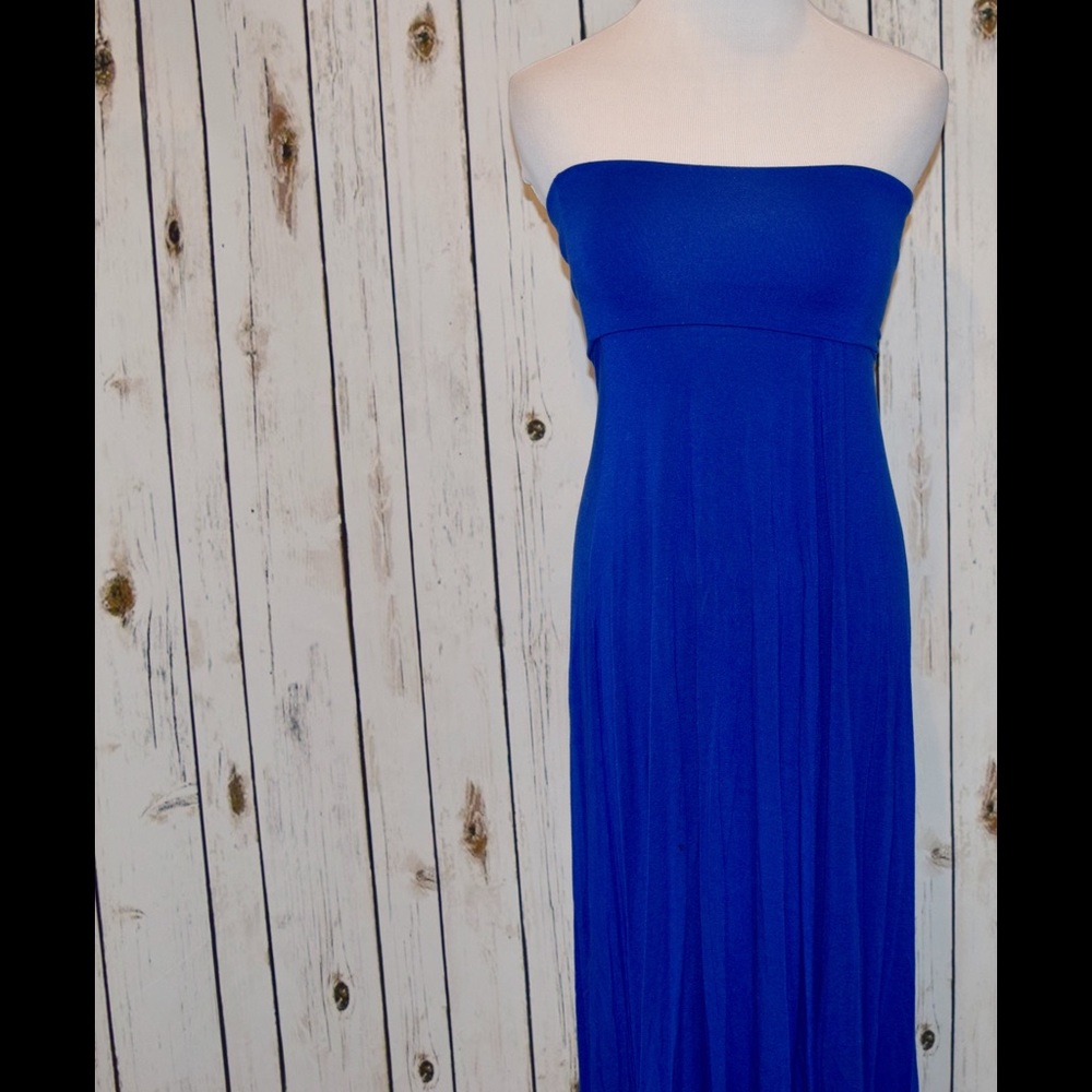 Cobalt Blue Strapless Maxi Dress and Skirt