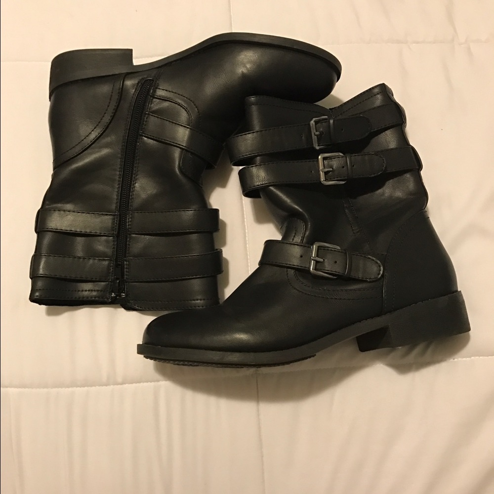 Black leather boots
