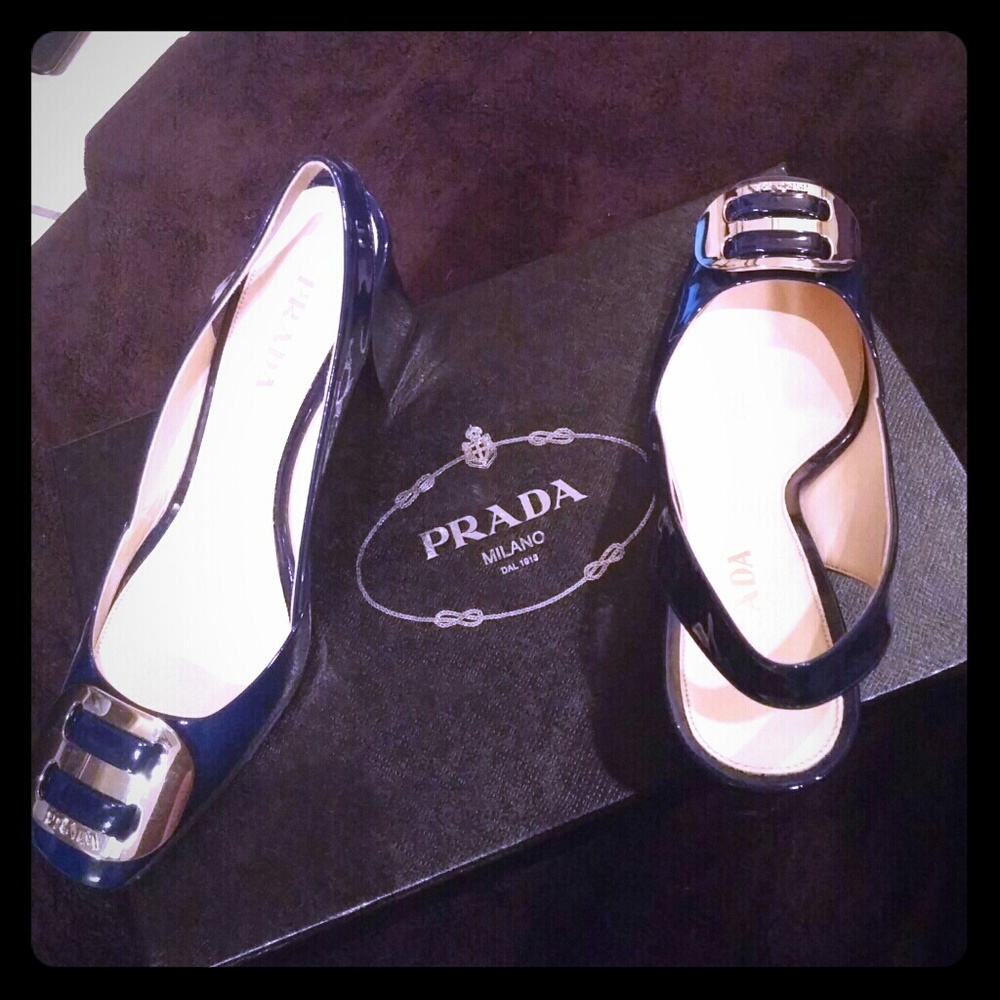 Navy Blue Prada Sling Back