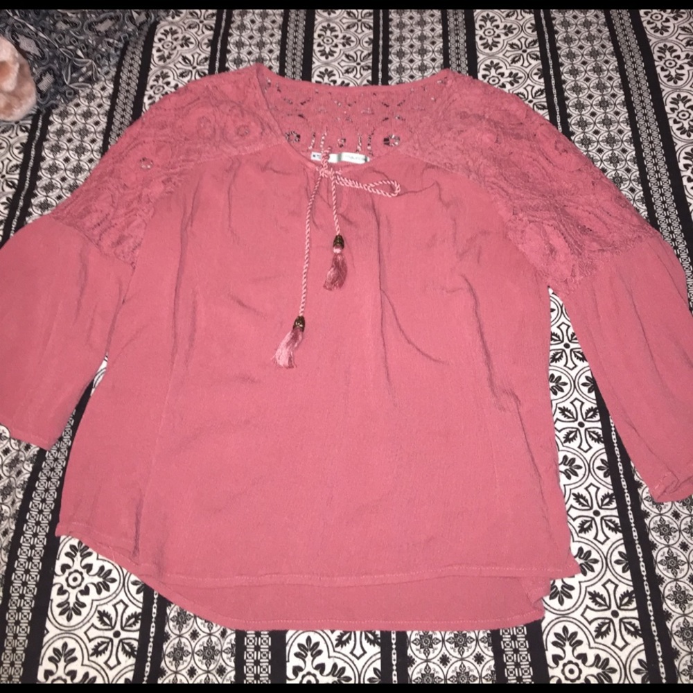 Pink flared sleeve shirt
