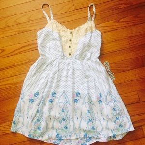 Free People Sleeveless Polka Dot Appliqué Dress