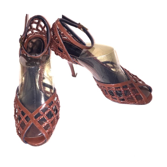 Juan Antonio Lopez brown peep toes w/ankle strap - Picture 1 of 8