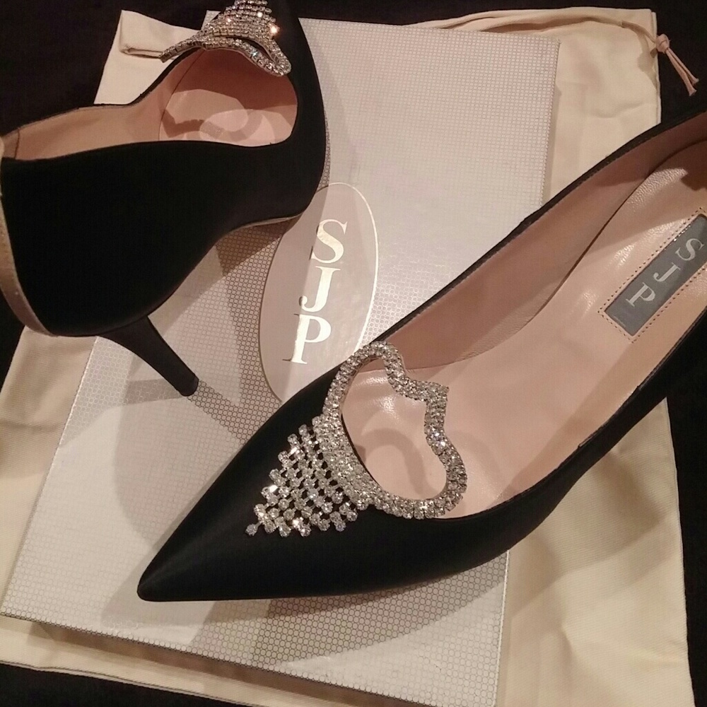 Black Satin Evening Pump