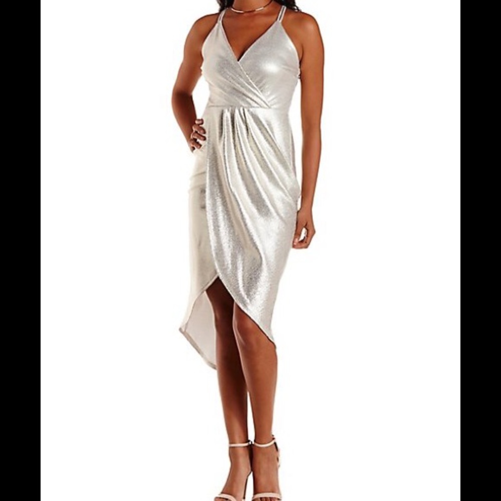 NEW YEARS High-Low Metallic Dress
