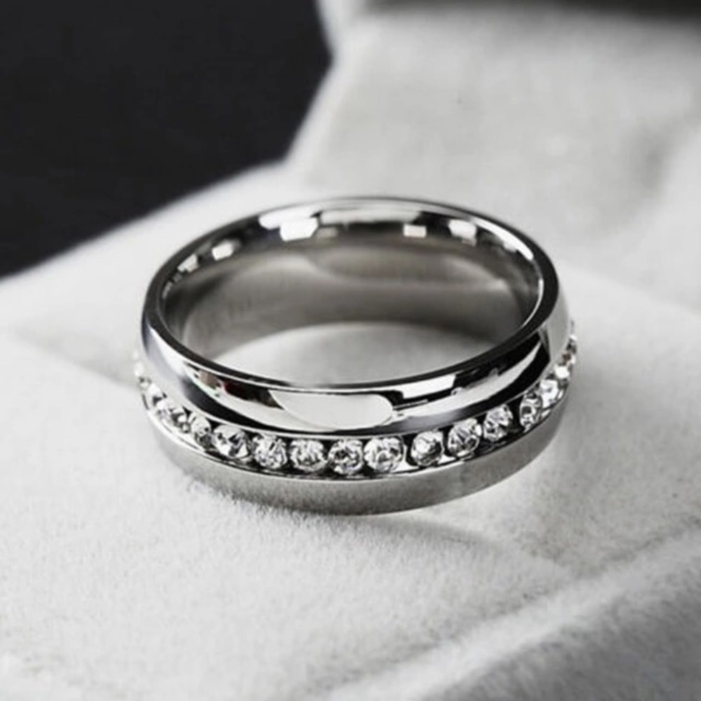 NWT POLISHED STAINLESS/ZIRCONIA BAND 7 - Picture 2 of 2