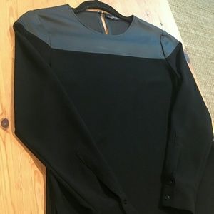 Zara black leather long sleeve top