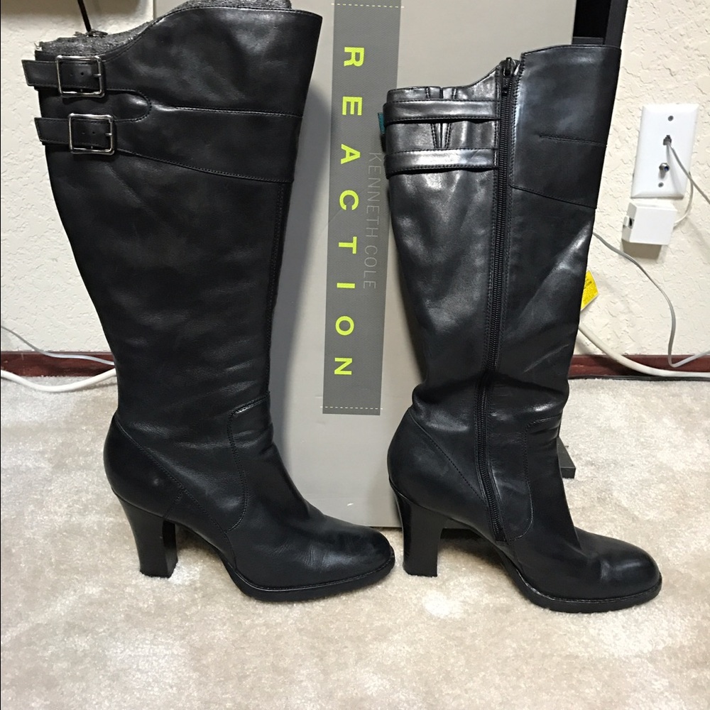 Kenneth Cole Reaction Black Leather Boots