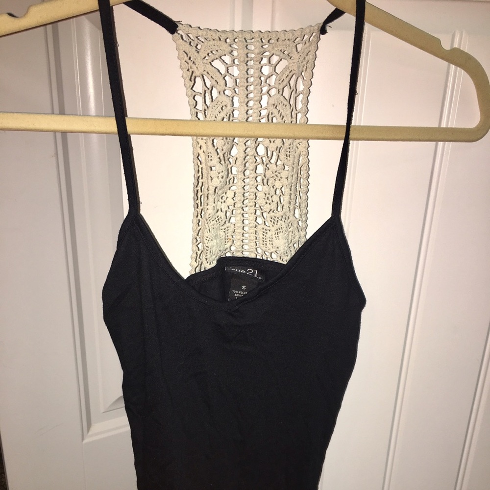 Black top and crochet back