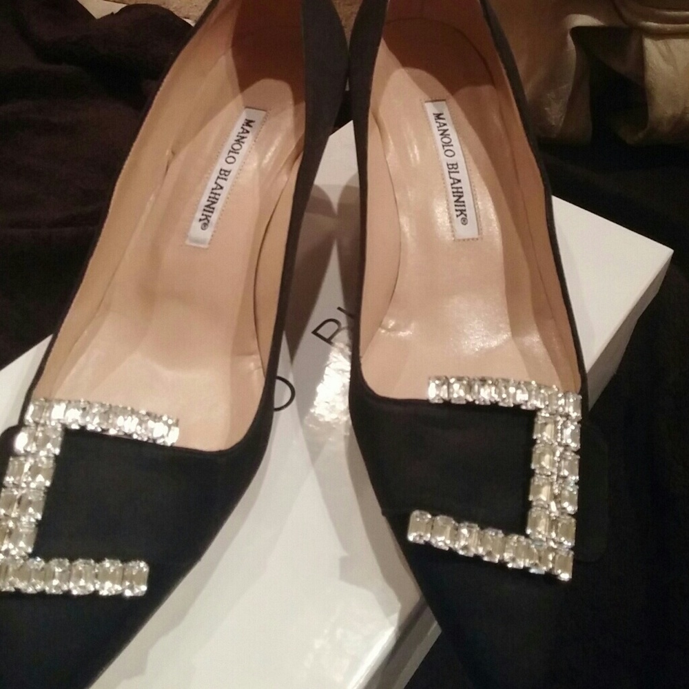 Black Satin Rhinestone Buckel