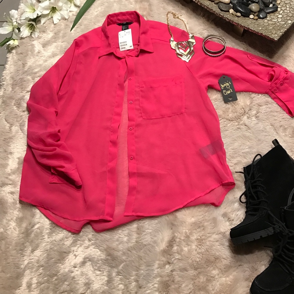 H&M Sheer pink button down