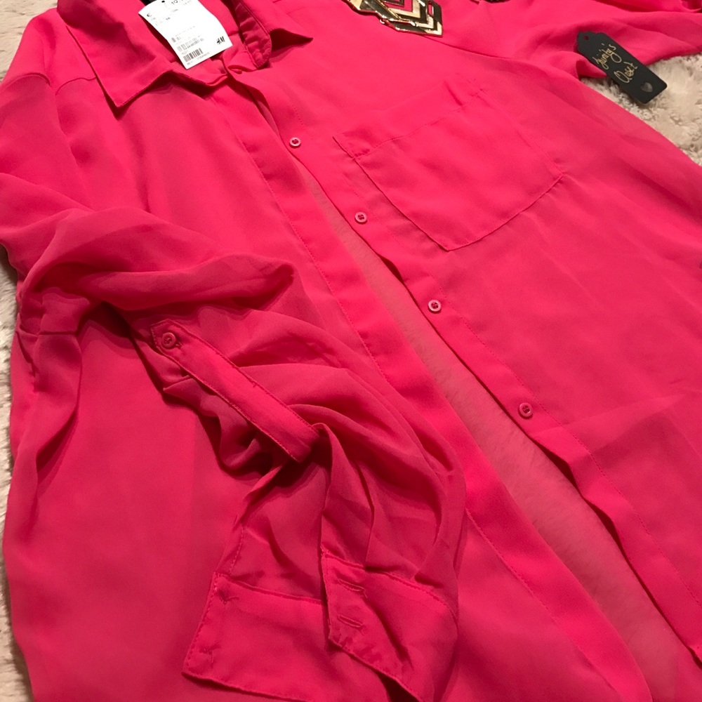 H&M Sheer pink button down - Picture 3 of 3