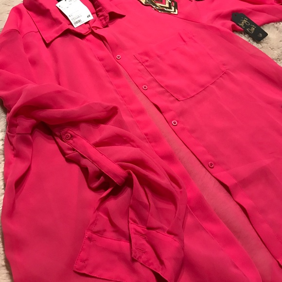 H&M Sheer pink button down - Picture 3 of 3
