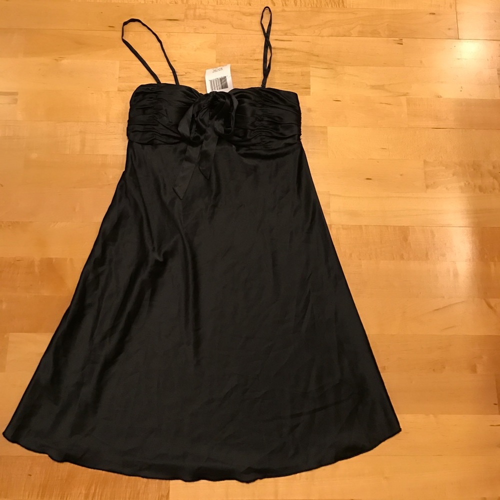 NWT Guess black dress small silk noodle strap