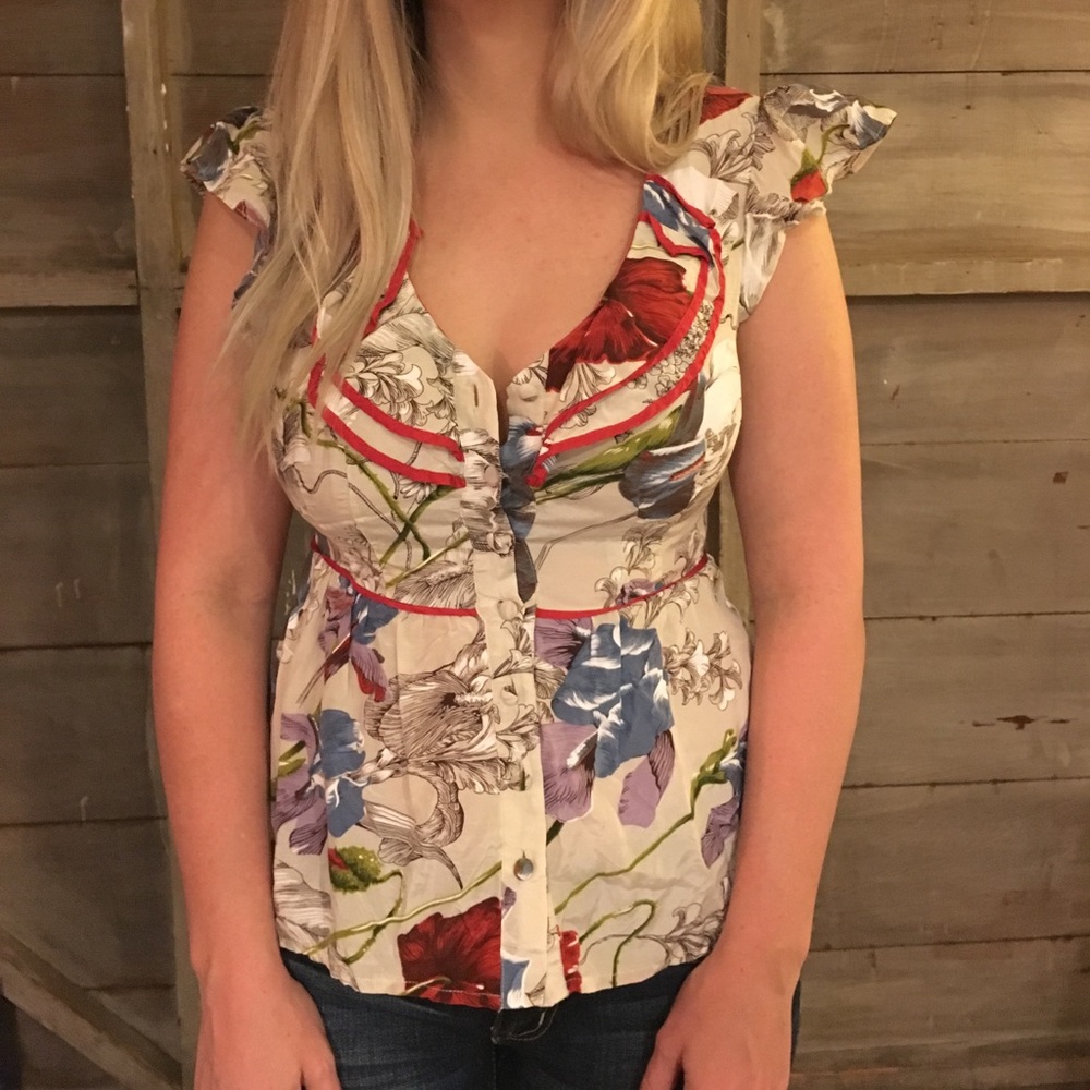 Cotton/Silk floral blouse