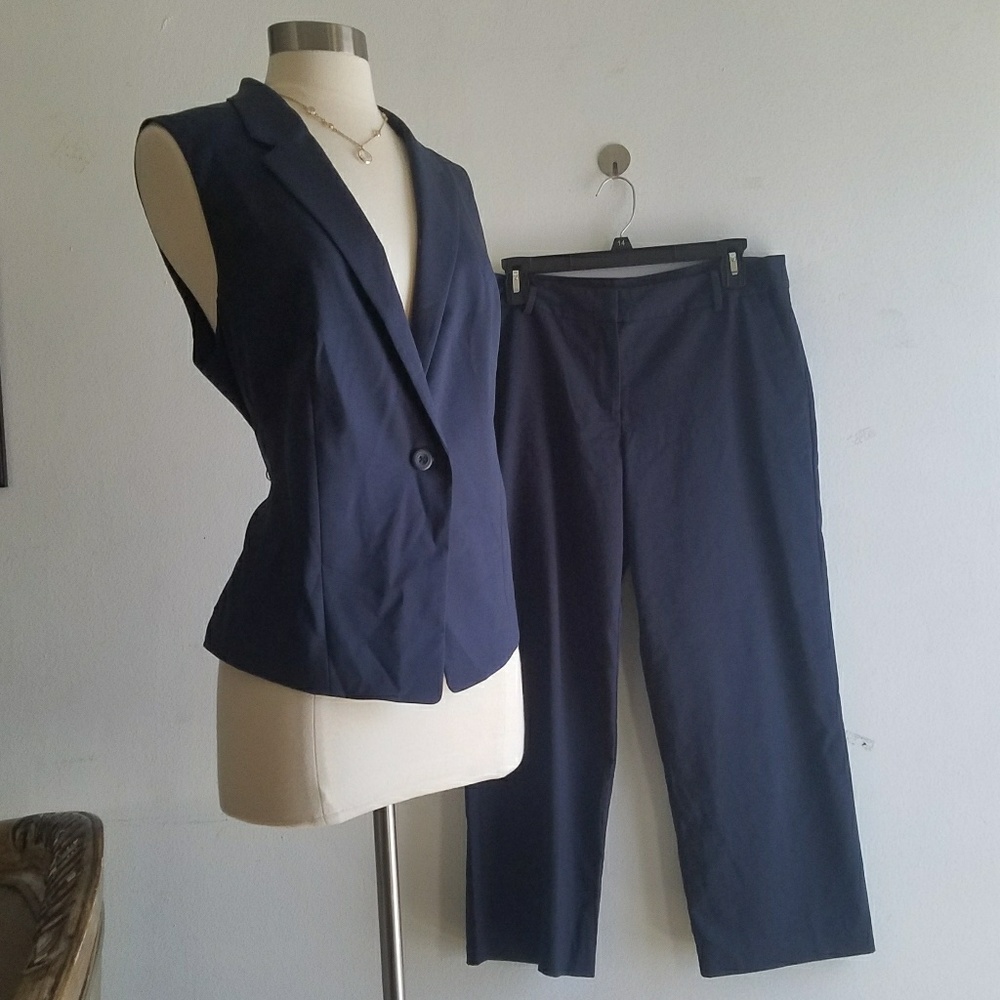 J. Jill Wool Navy Vest and Pants Set