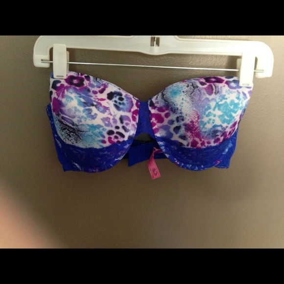 Blue Leopard Print Lace Bra - Picture 1 of 2