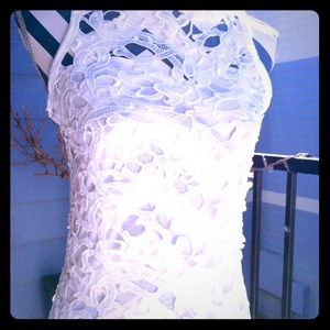 NWOT White tank w/cotton lace front & partial back