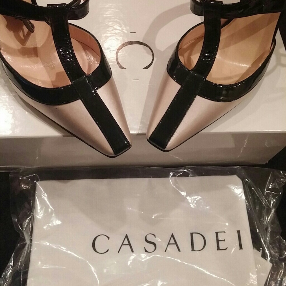Casadei Patent Leather Black Ankle Strap