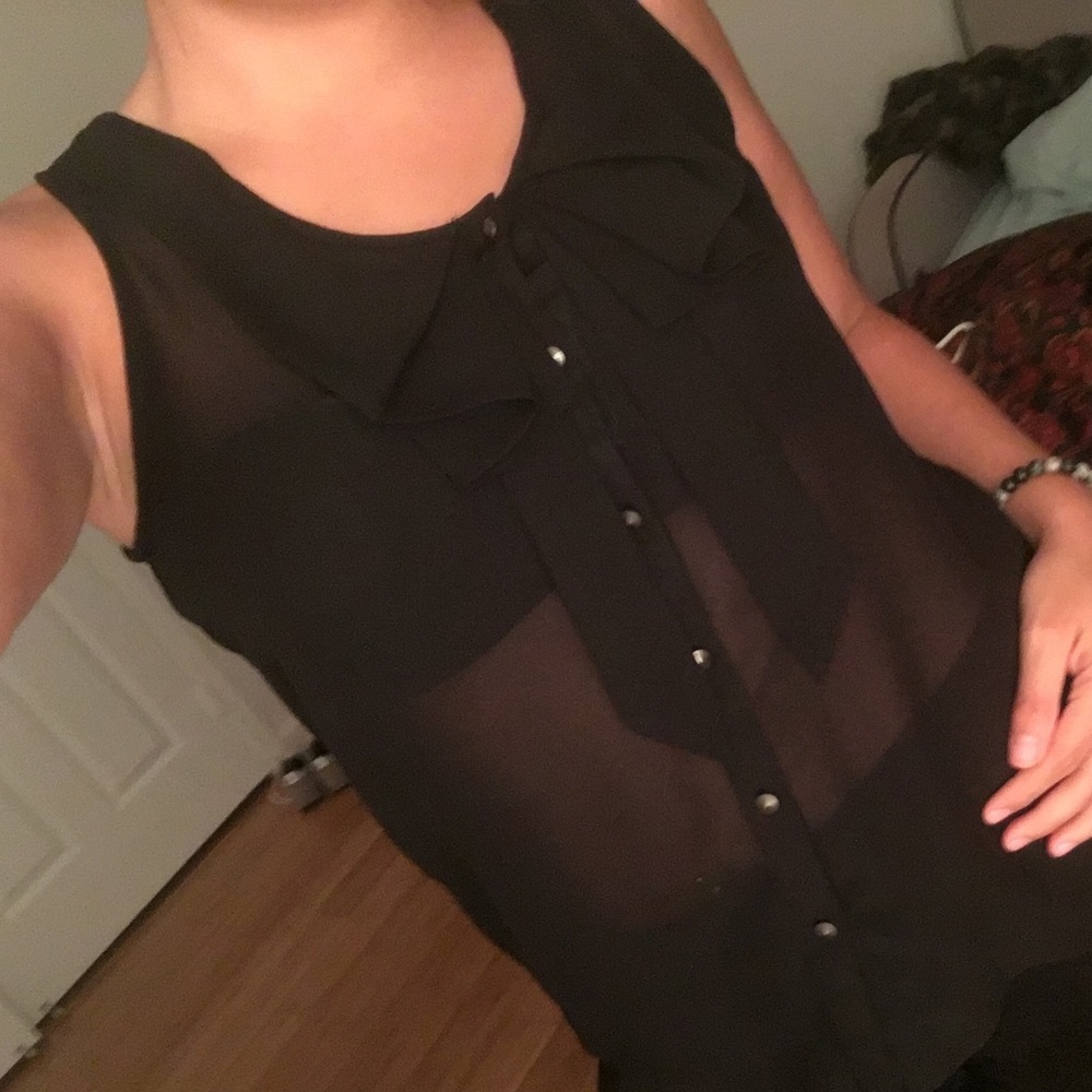 sheer chiffon black top !
