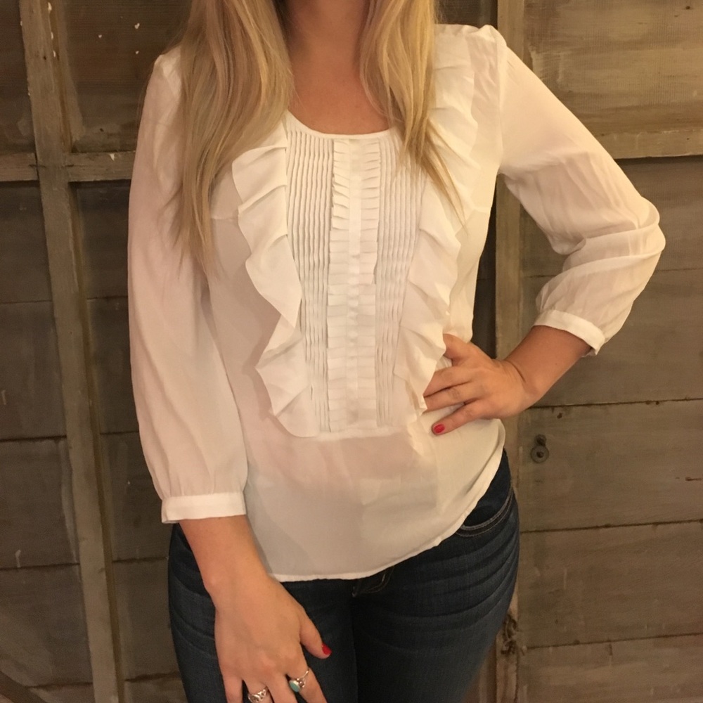 White Ruffle Blouse