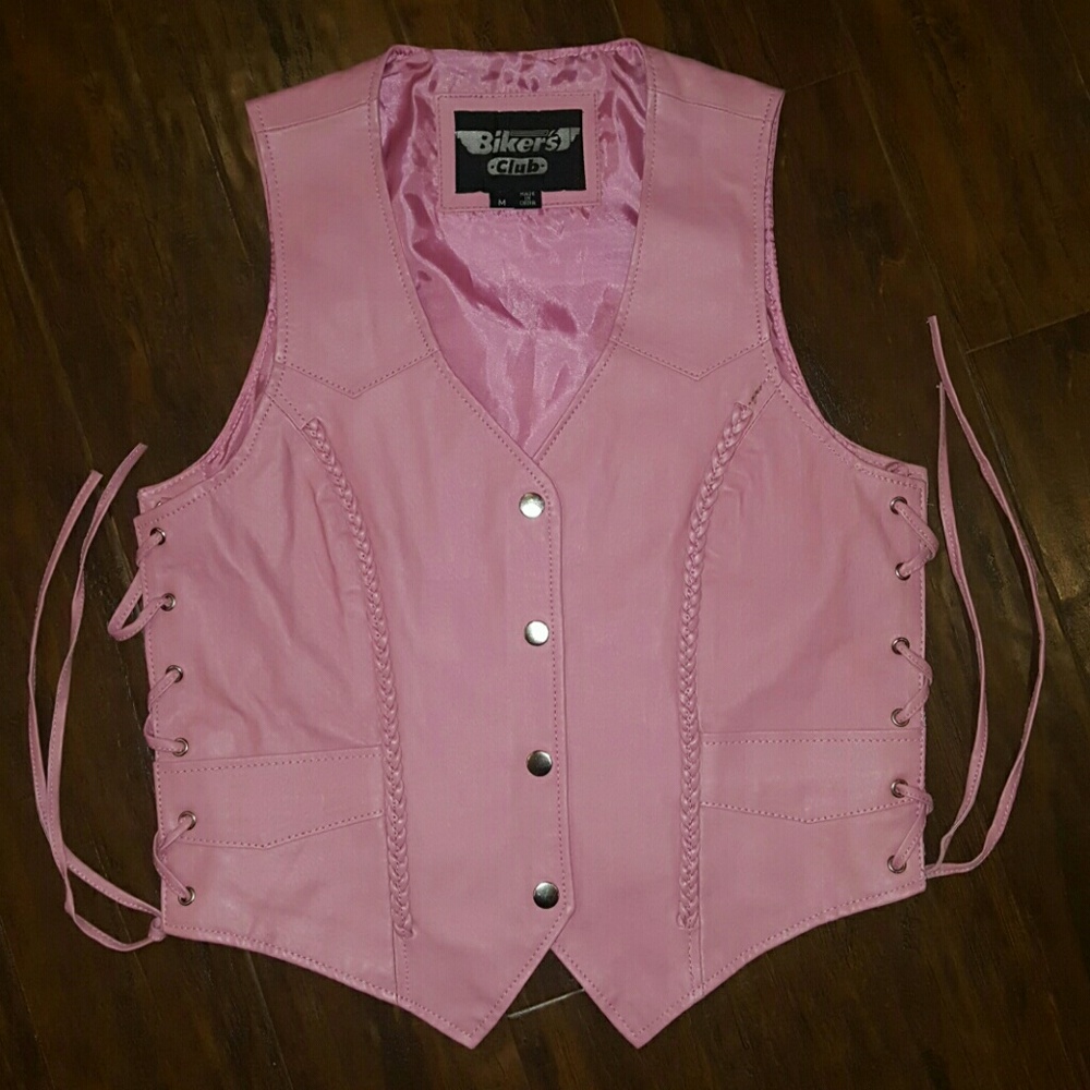 Authentic Pink Leather Biker Vest (NWOT)