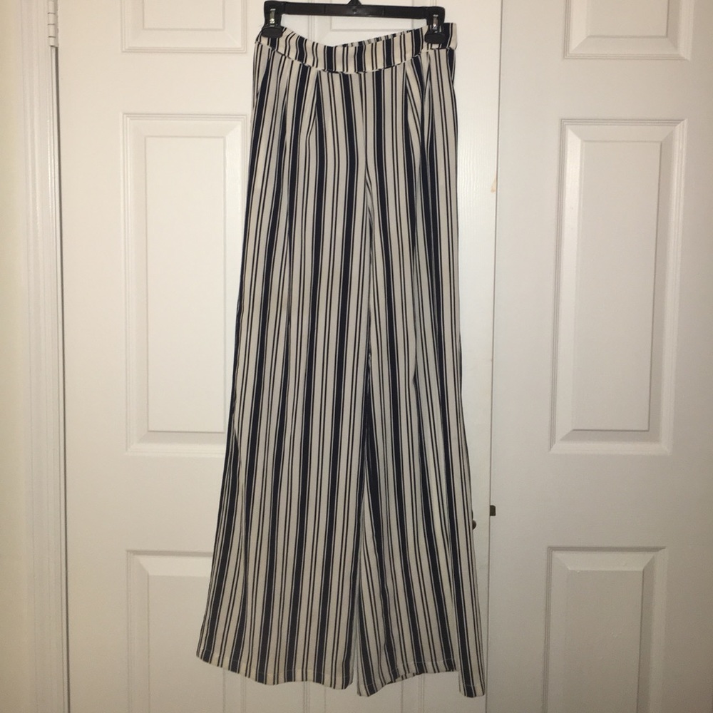Bershka Black and White Chiffon Pants