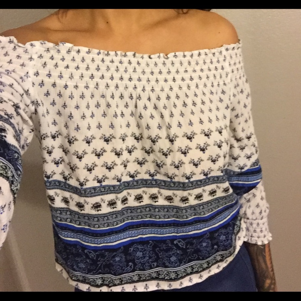 Off shoulder blue top