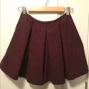 Zara Wool Blended Burgundy Skirt
