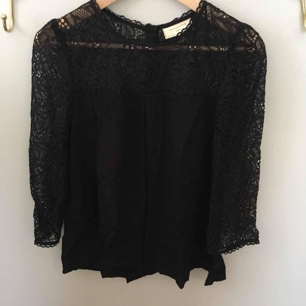 Anthropologie Black Lace Top