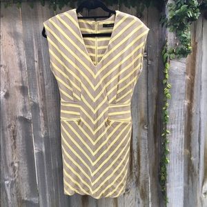 Yellow & Gray Mini Dress w/ Gold Zipper
