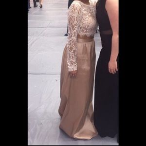 White Lace Chiffon Two Piece Dress