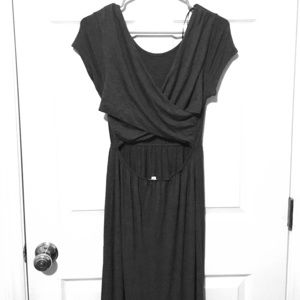 Gray maxi dress with criss cross back