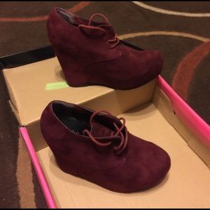 Charlotte Russe oxblood suede wedges