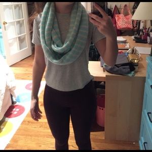 Blue and white striped infinity scarf