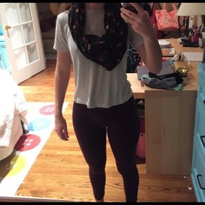 Black infinity scarf with bird pattern