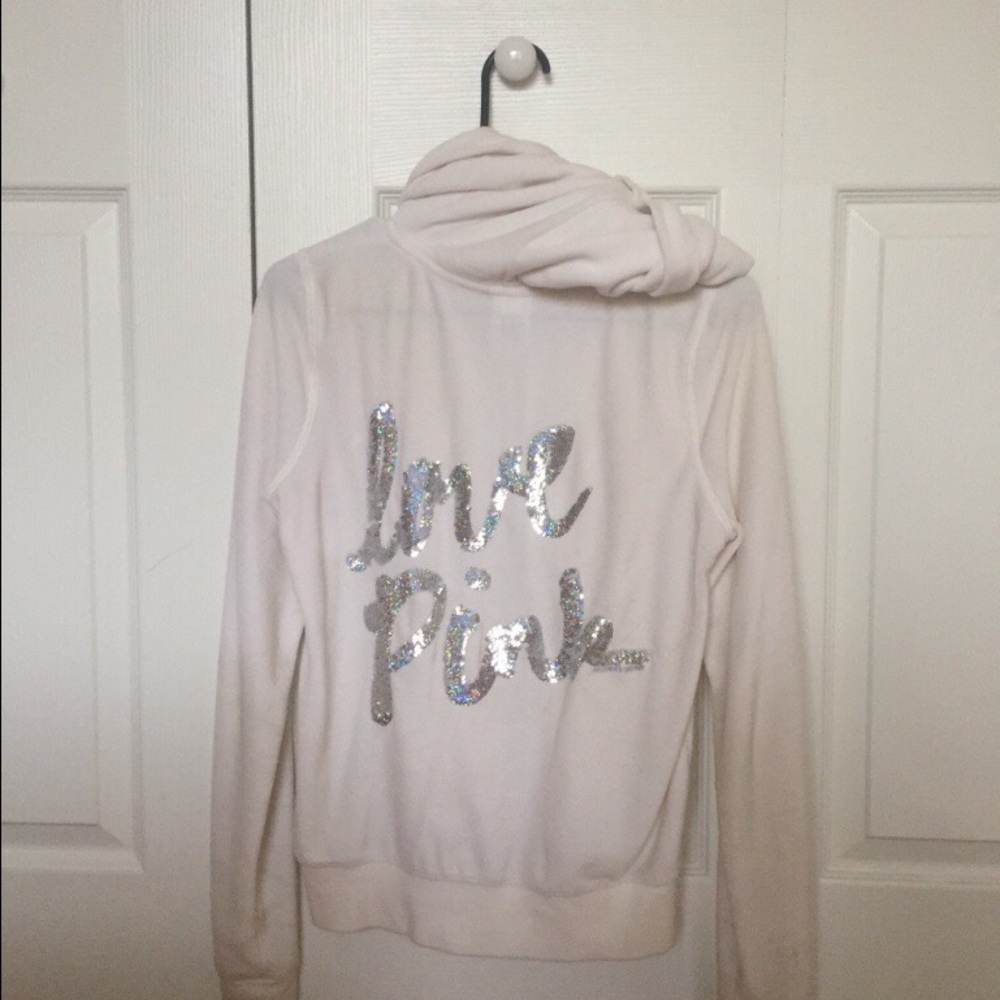 Victoria's Secret PINK white velvet hoodie