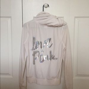Victoria's Secret PINK white velvet hoodie