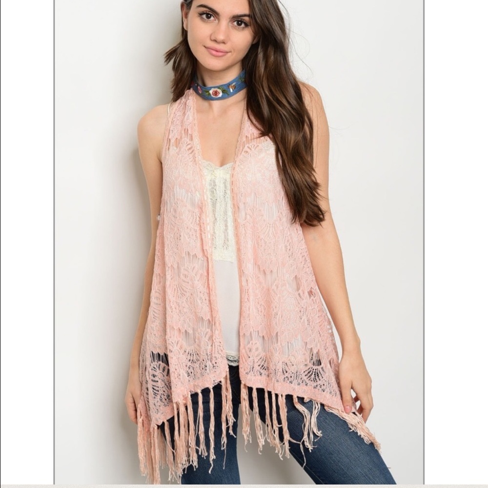 Crochet Lace Fringe Vest