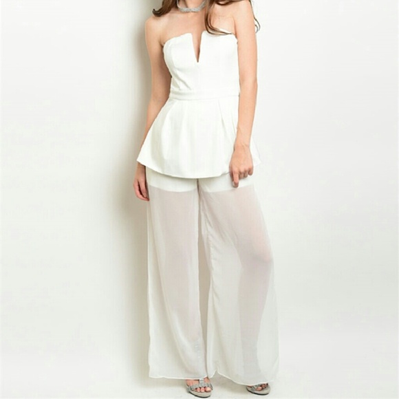 $5 Sale 😀😀 ⚪New Off White Strapless Jumpsuit⚪ - Picture 2 of 8