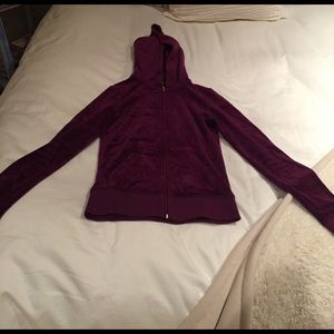 Purple velvet juicy couture zip jacket with design