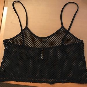LF Emma & Sam Cropped Netting Black Bra Top