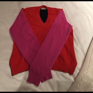 Black, pink, and orange cashmere sweater