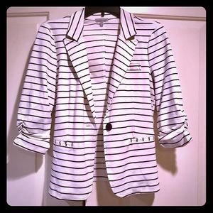 Black & White Striped Cotton Blazer