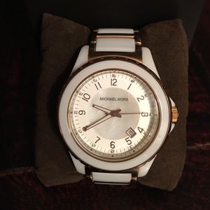 Michael Kors White and Rose Gold Watch