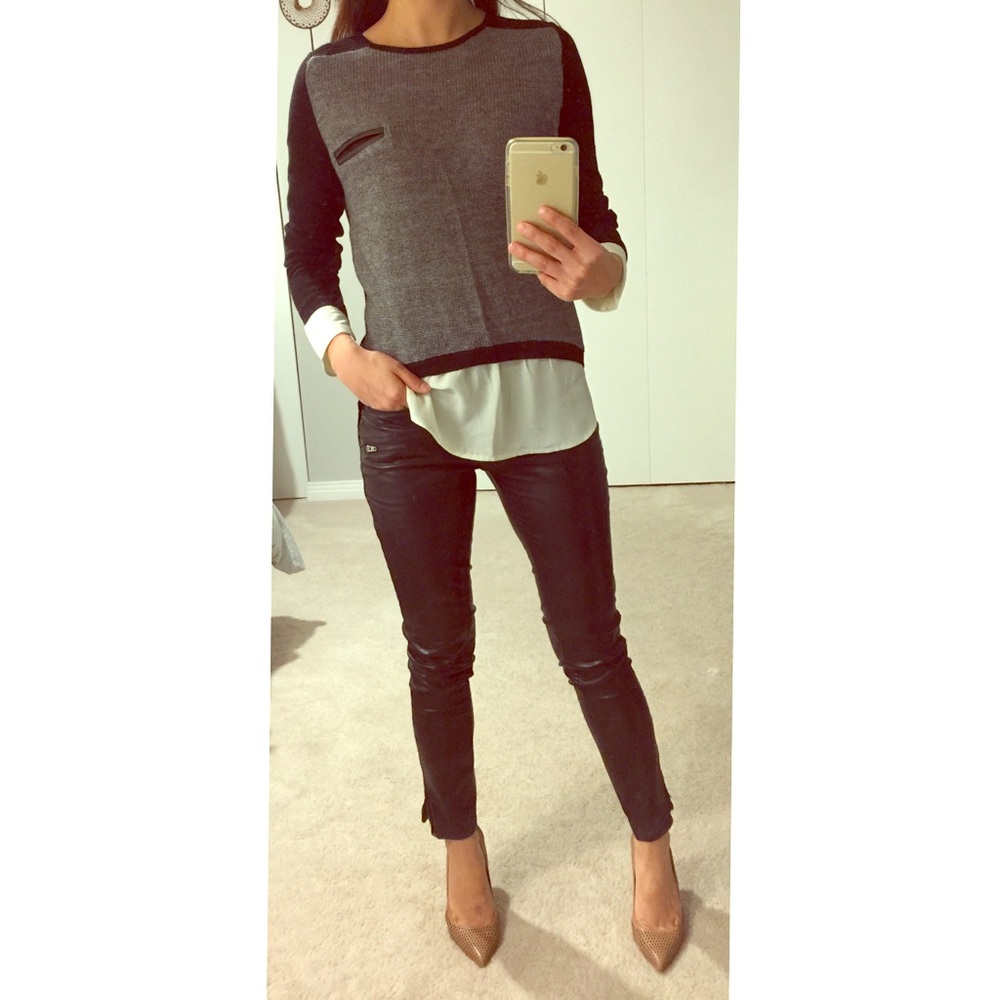 Layered look sweater/dress shirt