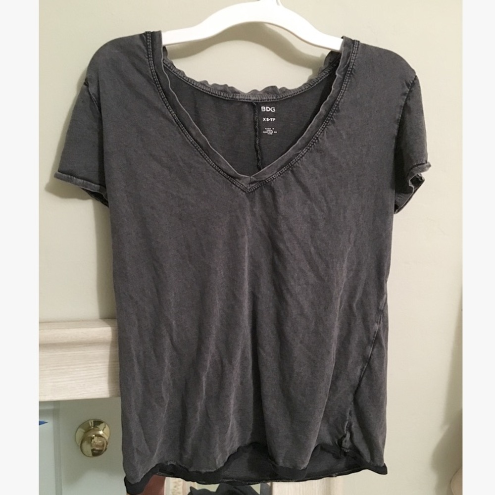 REDUCED❗️BDG acid wash distressed black v neck tee
