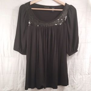 New York & Company Black Sequin Top