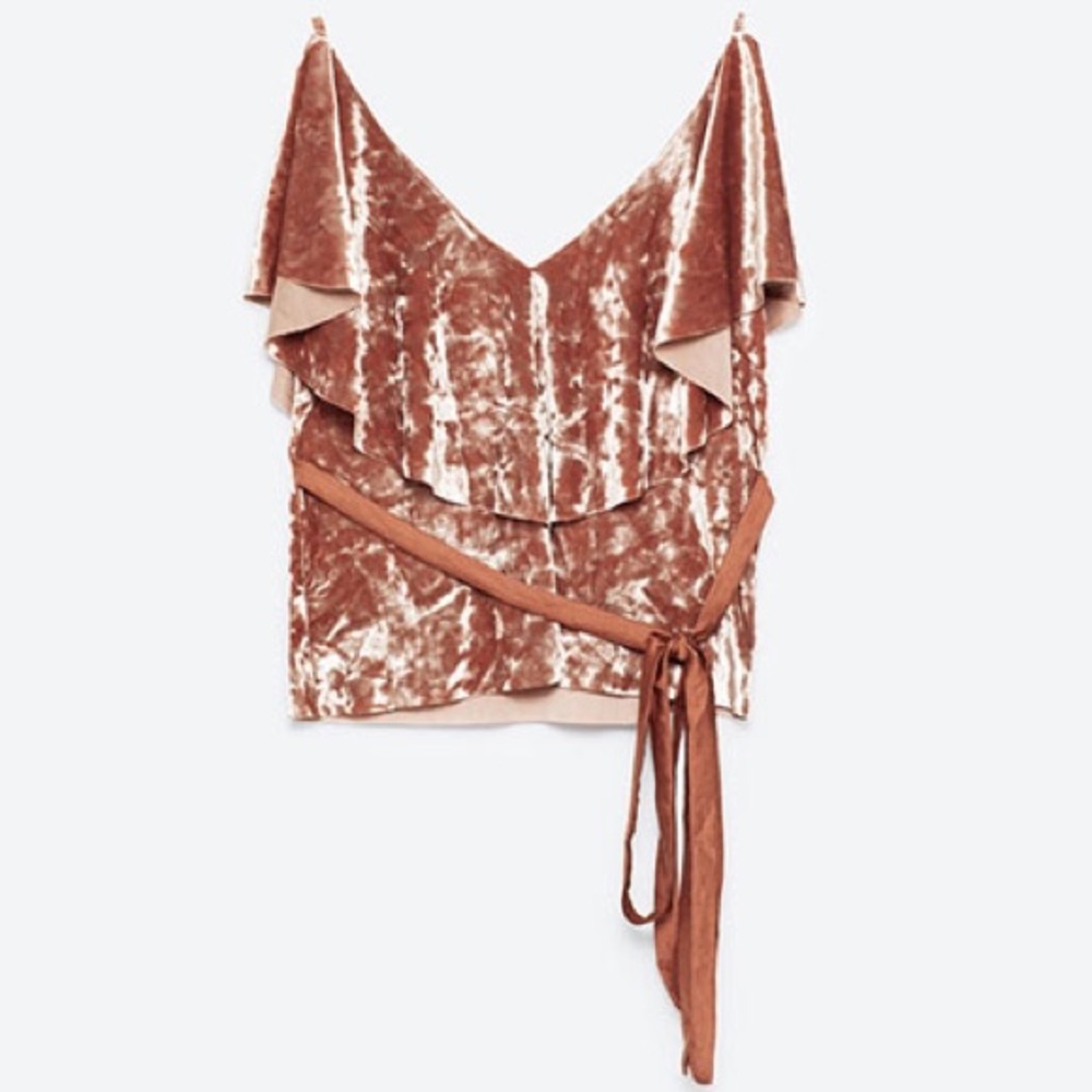 Zara velvet pink top
