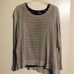 A.N.A Grey Long Sleeve Blouse