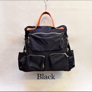 Korean Backpack/Satchel Black 7 outer Pockets